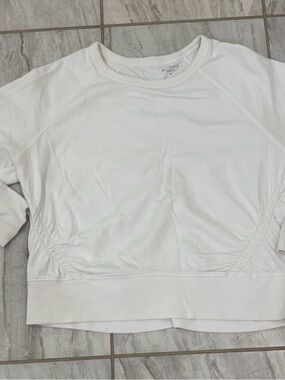 Athleta Sweatshirt Top Womens Sz L White  Crewneck Pullover Long Sleeve